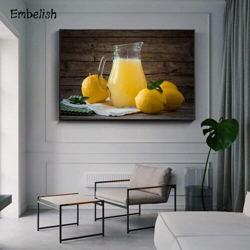 Embelish 1 Pieces Modern Wall Art Posters For Living Room Fruits Juice Kitchen Framed Picture Home Decor Bedroom Canvas Painting