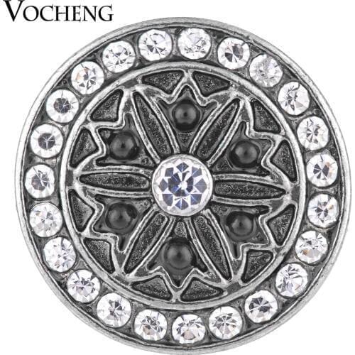 Vocheng Snap Charms 3 Colors Vintage Blossom Bead Charms 18mm DIY Gift for Women Vn-1088
