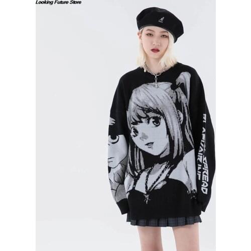 Knitted Harajuku Winter Clothes Women 2020 Oversized Sweaters Long Sleeve Top Gothic Fashion Japanese Kawaii Cartoon Streetwear