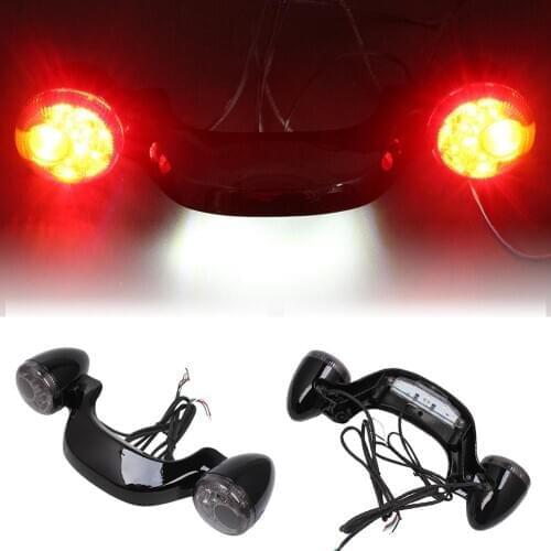 Gloss Black Motorcycle Smoke Rear LED Brake Light Turn Signal Bar For Harley Touring Street Road Glide 2010-2019