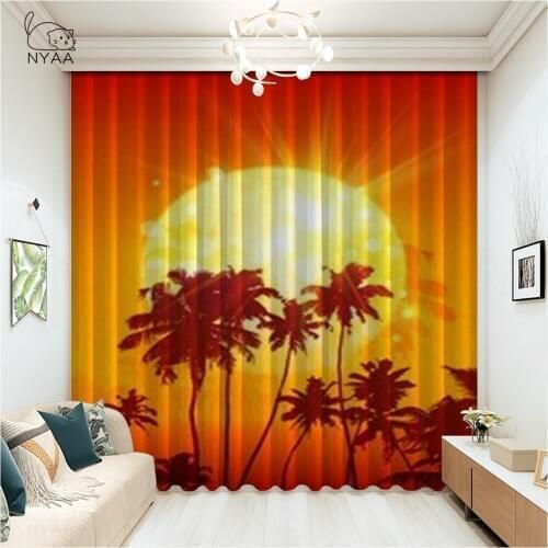 Ocean Curtains Fairy Sunset Over Sea The Palm Curtain Salon Room Girl Gothic Curtains Modern Living Room Curtains Micro Shading