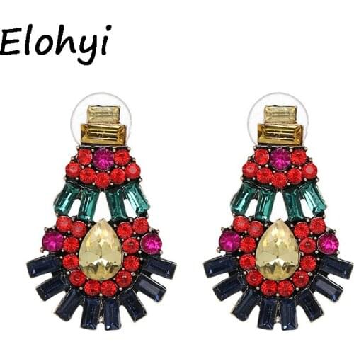 ELOHYI Vintage Colorful Crystal Drop Statement Geometric Fashion Earring For Pendants Earring For Women Gift