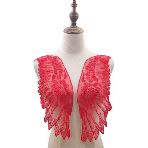 1 Pair Organza Embroidered Wings Lace Embroidery Patches DIY Lace Collar Fake collar Neckline Decorate Sewing Craft Supplies