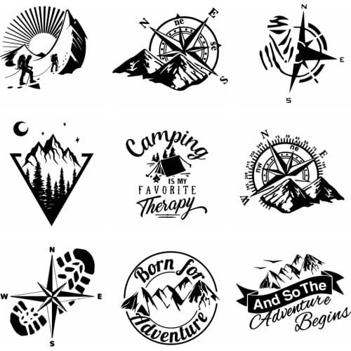 10 Styles Adventure Sports Compass Car Sticker Wrap Vinyl Mountain car-Styling Auto Engine Cover Door Window Large Size