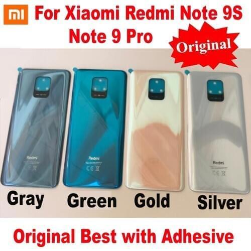100% Original Best Battery Back Cover Housing Door For Xiaomi Redmi Note 9S Note 9 Pro Note9 Glass Panel Rear Case with Adhesive