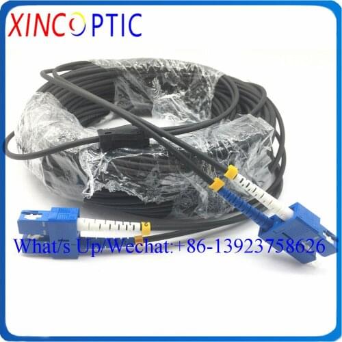 150mtr DX 2C Armored Fiber Patch Cord 2.0*4.0mm Duplex SM SC LC FC FTTH Jumper 2 Cores Ratproof Singlemode Black LSZH/TPU Cable