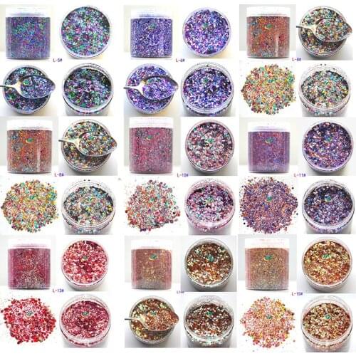 50G/bag Nail Glitter Paillette Chunky Holographic Mixed Paillette Hexagon Colorful Paillette Sequin Nails Art Glitter Decoration