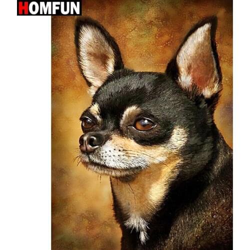 HOMFUN Full Square/Round Drill 5D DIY Diamond Painting "chihuahua dog" 3D Diamond Embroidery Cross Stitch Home Decor Gift