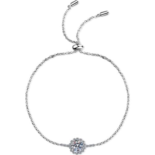 ANZIW 925 Sterling Silver Moissanite Diamond Fashion Bracelets Adjustable for Women Classic Bracelets Jewelry Gifts