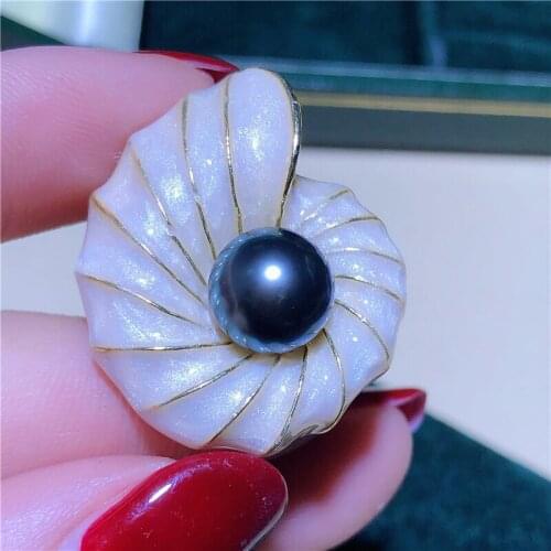 Conch Design Brooch Pin Mountings Base Findings Accessories Jewelry Settings Parts for Pearls Beads Jade Crystals Agate Coral