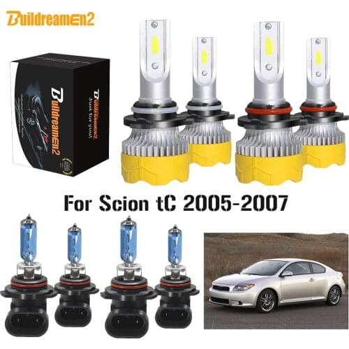 Buildreamen2 4 Pieces Car Headlight High Low Beam 9006 9005 LED Halogen Headlamp 12V For Scion tC 2005 2006 2007
