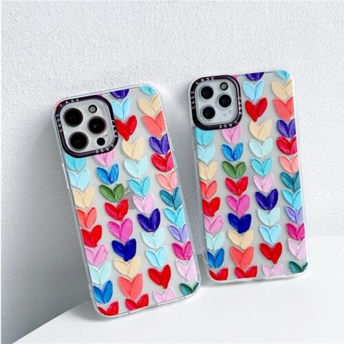 For Iphone 11 Pro Max Phone Case Luxury Shell For iphone 12 Pro Max XR 7 8 Plus XS Max X 12mini Colour Love Heart Case Cover