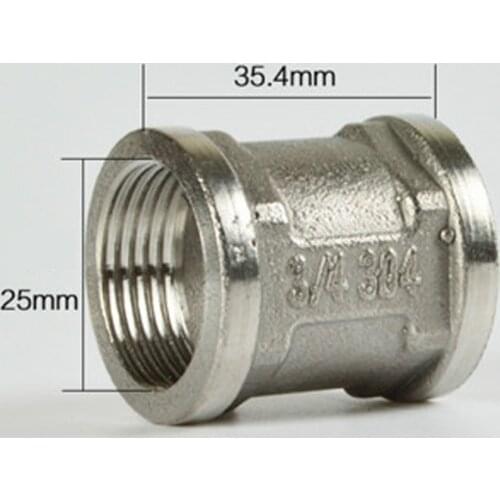 DN20 3/4" BSPP Female Coupling 201 Stainless Steel Pipe Fitting Connector Plumbing Adapter Length 35.4mm