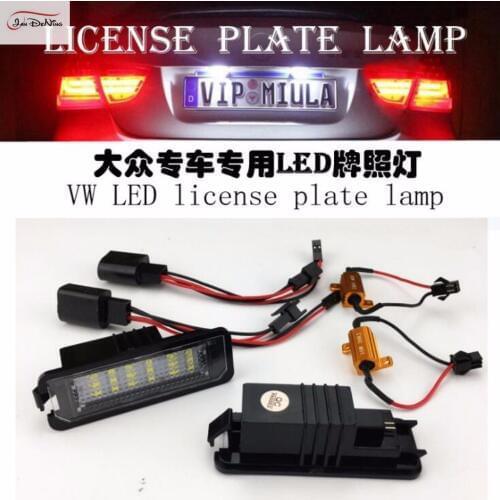 JanDeNing 2pcs Error Free 18 LED License Plate Lights For VW POLO/PHAETON/Passat/Golf