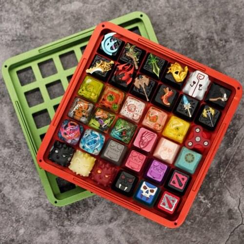 Keycaps Switches Metal Storage Box With Transparent Acrylic Cover Screws Switch Tester 36 Compartments CNC Aluminum Keycap Box