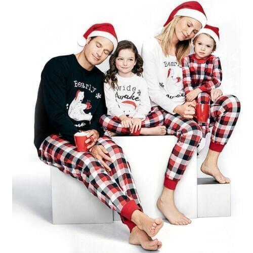 Family Matching Christmas Clothes Sets Pajamas Set Xmas PJs Father Women Kids Son Daughter Deer Sleepwear Nightwear Outfits