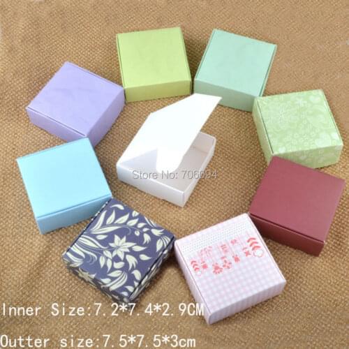 100pcs 7.5*7.5*3CM Small colourful paper gift packaging box,cardboard handmade soap candy box,personalized craft paper gift box