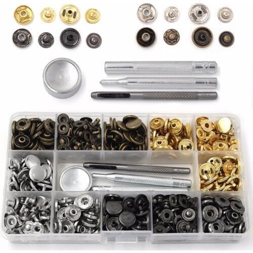 40-120Pcs Snap Fasteners Kit,Snap Buttons Press Studs with 4 Pieces Fixing Tools for Cloth Jackets,4 Assorted Colors 12.5mm