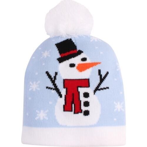 Newborn Toddler Baby New Year LED Knitted Christmas Woolen Hat Children´s Adult Warm Hat New Year Christmas Decorations