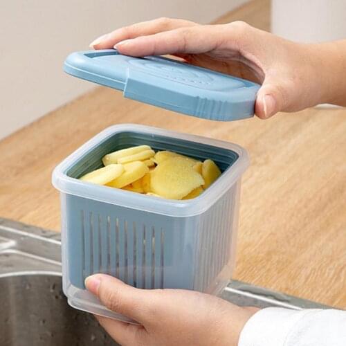 Organizer Drain Fresh Box Compartmentalized Green Onion Storage Box Refrigerator Fresh-keeping Storage Box Kitchen Sealed Box