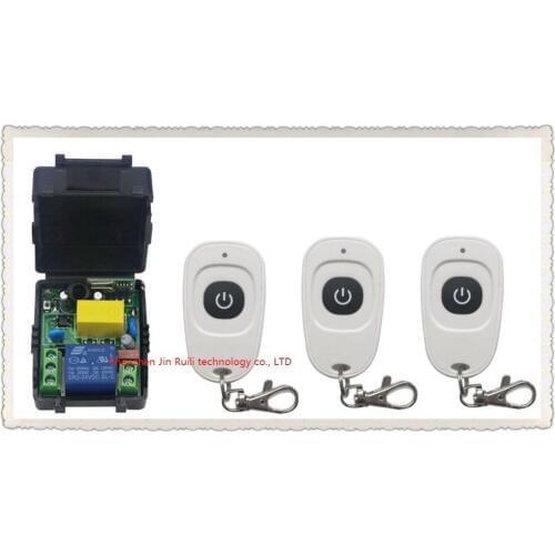 Latest AC220V 1CH Wireless Remote Control Switch System Receiver &3pcs one-button white waterproof Remote 315mhz/433mhz