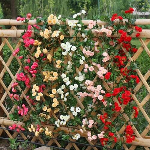 Roses Vine Artificial Flowers 69 Roses Plastic Flower Vine Wall Hanging Wedding Restaurant Valentines Day Decoration Home Decor