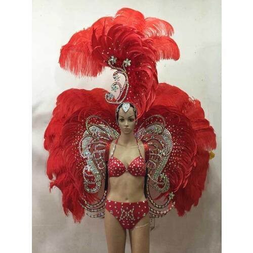 Adult sexy halloween feather costumes bikini diamond performance carnival-adult-costumes crazy Samba carnaval costume for women