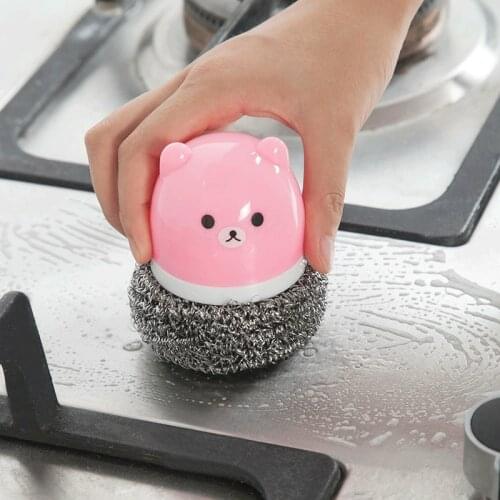 Removable steel ball with handle, oil removal brush, dishwashing brush, multi-function brush