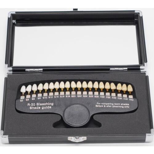 Dental Plate 20 Colors 3D Shade Guide Color Comparator With Mirror Cold Light Description Bleaching