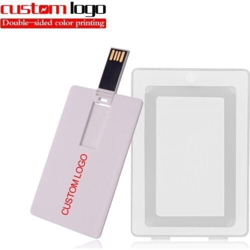 Over 10pcs Free Logo)USB Flash Drive Gift Custom Logo Plastic Name Card 8GB 16GB 32GB 64GB PenDrive Memory Stick Custom Logo