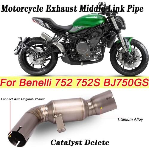 Motorcycle Exhaust Middle Link Pipe Slip On For Benelli 752 752S BJ750GS Titanium Alloy Escape Moto Muffler Cat Delete Mid Tube
