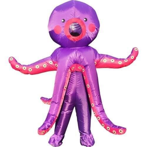 Adult Kids Halloween Cartoon Octopus Inflatable Costume Carnival Cosplay Party Costumes Christmas Dress Performance Suit
