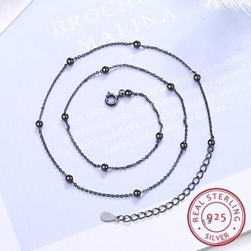 100% 925 Sterling Silver Delicate Beads Chokers Necklaces For Women Simple Fashion Party Jewelry