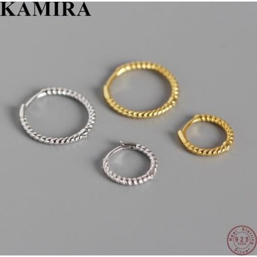 KAMIRA 925 Sterling Silver Fashion Charm Ear Buckle Twisted Circle Loops Hoop Earrings for Women Friend Goth French Jewelry Gift