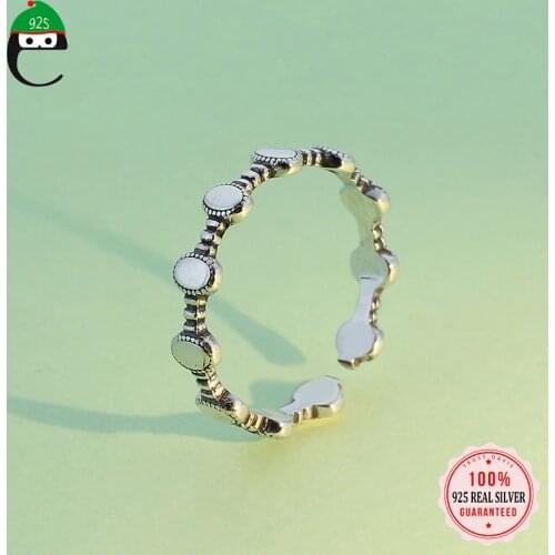 ElfoPlataSi Genuine 925 Sterling Silver Fashion Ellipse INS Opening Finger Ring For Women Wedding Party S925 Jewelry Gift Y3-17