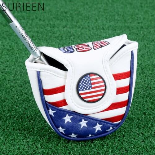 1 Pc Magnetic Closure Golf Mallet Putter Covers Headcover PU Leather Flag Style Semicircle Golf Club Head Cover Headcovers