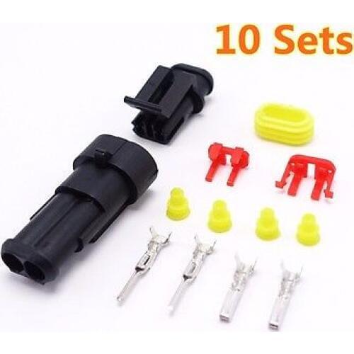 10 Sets 2 Pins AMP/Tyco Male Female 1.5 Cable Waterproof Auto Connector Plug New