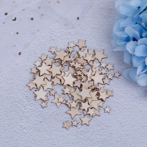 100Pcs Wood Star Chipboard Fashion Wooden Home Decor DIY Christmas Scrapbooking Party DIY Decorations