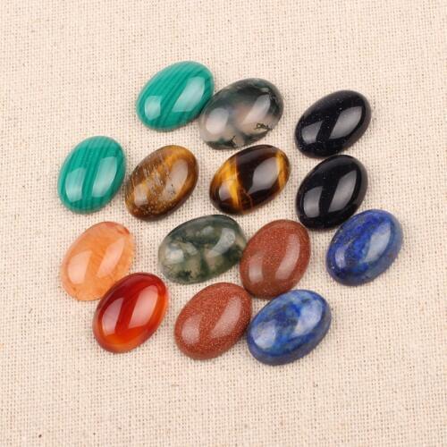 20pcs Mix Color Oval Cabochon Stone 13*18mm Flatback natural cameo stones diy jewelry findings for rings bracelets making