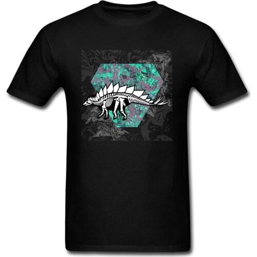 2018 Dinosaur Stegosaurus Fossil Cool Men Summer T-shirt Short Sleeve Tees Black Top Shirts Funky Cartoon Design Company