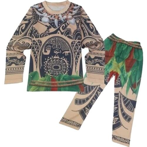 2021 Kid Boys Winter Pajamas Moana Halloween Maui Costume Child Shirt Cotton Sleepwear Long Sleeves Pyjamas Set for Toddler 3-8T