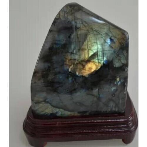 330g-400g Natural blue moonlight labradorite furnishing articles Blue moon orange moon violet moonlight play pieces