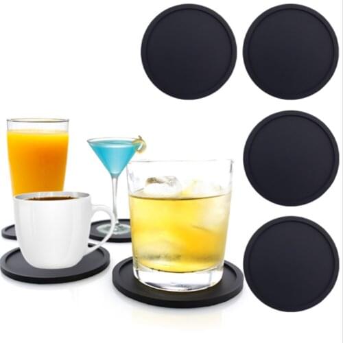 4Pcs Non-slip Silicone Drinking Coaster Set Holder Cup Coaster Mat Set