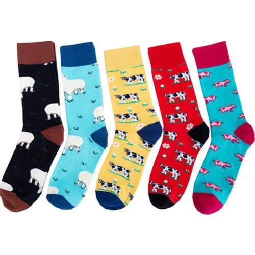 5 Pairs Winter Cotton Thick Mens Funny Socks For Men Happy Crew Socks Calcetines Man Sokken Heren Gifts Socken 44 46 42