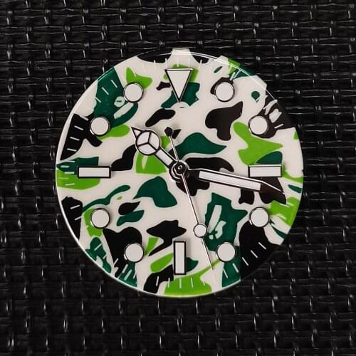 Watch accessories are suitable for assembling NH35, NH36, camouflage including luminous needle dial 29mm automatic movement