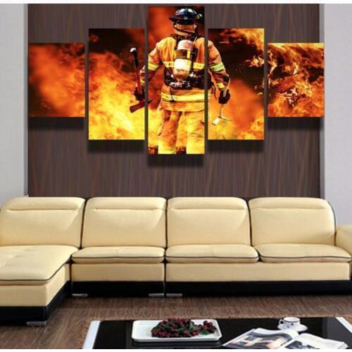 Diamond mosaic needlework 5pcs 3d diy diamond painting Fireman firefighters cross stitch full square drill 5d diamond embroidery