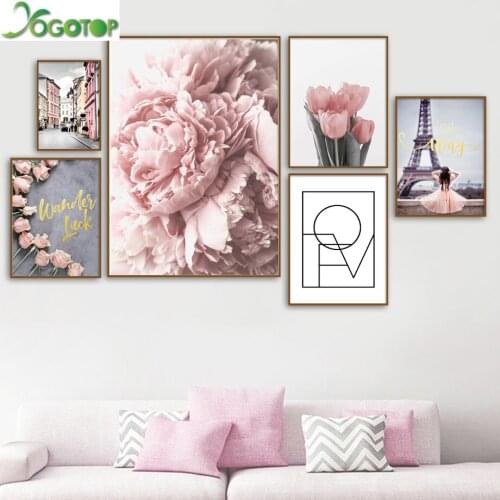 Diy Diamond Painting Peony Tulips Rose 5D Full Drill Mosaic Diamond Embroidery Paris Street Landscape Wall Art Nordic YY2285