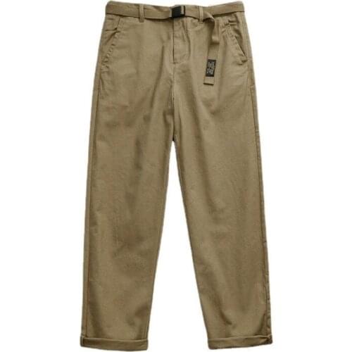 High Quality MenS Casual Cargo Pants Japan Style Street Fashion Chic Retro Loose Straight Zipper Solid Color Washing Trouser