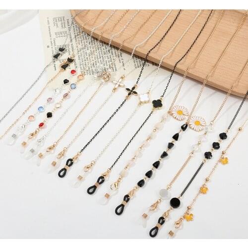 Crystal Sunglasses Eyeglasses Chain Mask Holder Lanyard Women Men Anti-lost Earphone Necklace Punk Strap Dropshipping Wholesale