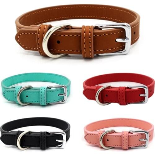 Affordable Comfort Dog Cat PU Leather Collar Adjustable Pet Accessories for Small Dogs Puppy Mascotas Supplies collier chien